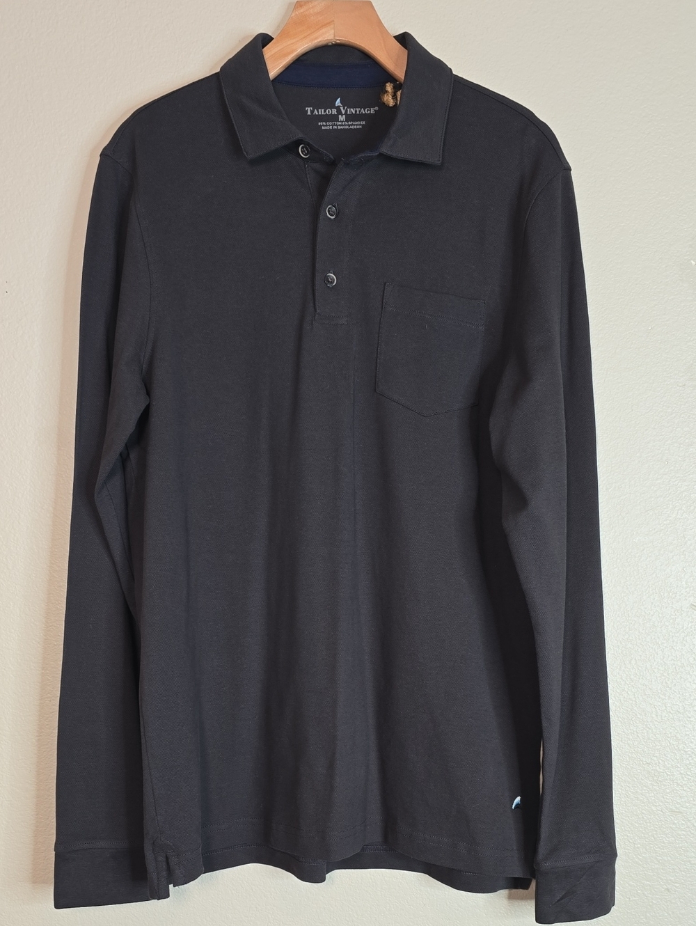 Tailor Vintage Mens  Long-Sleeve Polo Shirt - Size M NWT.